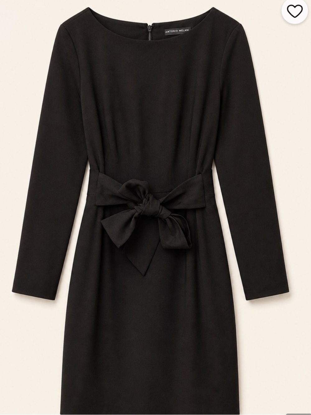 ANTONIO MELANI Black Long-Sleeve Tie-Waist Sheath Dress